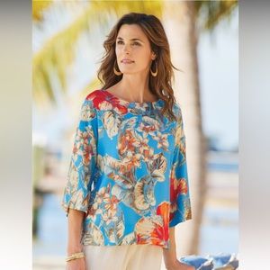 Soft Surroundings Aldea Top in Floral Design Size Petite Medium